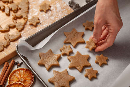 Christmas - preparing homemade gingerbread for the holidaysの写真素材