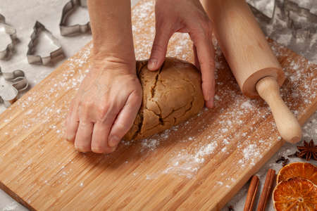 Christmas - preparing homemade gingerbread for the holidaysの写真素材