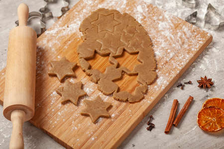 Christmas - preparing homemade gingerbread for the holidaysの写真素材