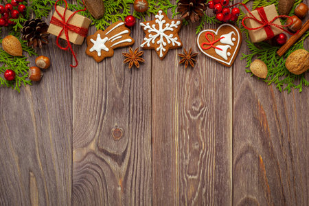 Christmas - background with gingerbreads and space for text