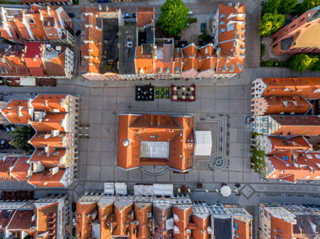 The Old Town of Olsztyn - The Old Town Hall in Olsztyn - bird's eye viewのeditorial素材
