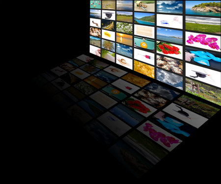 Tv screen showing pictures, all used images are my property 