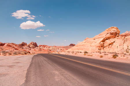 Road curve at the desert, USAの写真素材