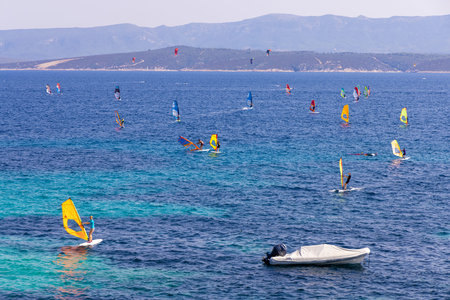 Windsurfing near Bol town, BraÄ Island, the Adriatic Sea, Croatia