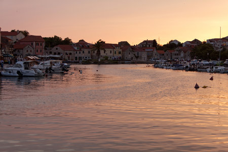 Evening in Vrboska on Hvar Island, roatiaの写真素材