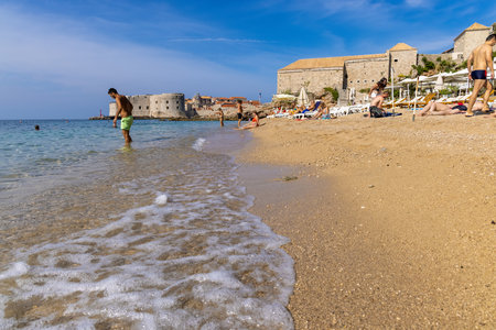 Banje beach in Dubrovnik, Croatiaのeditorial素材