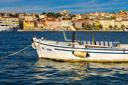 Traditional fishing boat in Mali Losinj town on Losinj island, the Adriatic Sea in Croatiaのeditorial素材