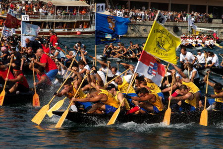 Boat race in Neretva delta, Croatiaのeditorial素材