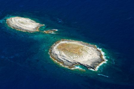 Aerial view of islets near Lastovo island, Croatiaの写真素材