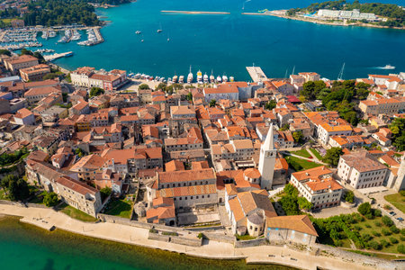 Aerial view of Porec town, Istra, Croatiaの写真素材