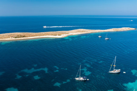 Aerial view of Premuda island, the Adriatic Sea in Croatia
