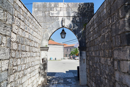 The old town of Ston with walls of fortification, Croatiaの写真素材