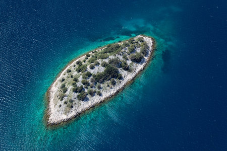Aerial view of TelaÅ¡Ä‡ica Nature Park, Adriatic Sea, Croatia