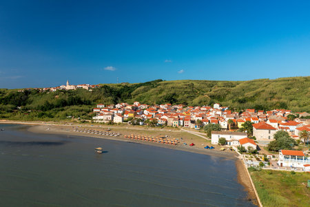 Aerial view of the Susak Island, the Adriatic Sea in Croatiaのeditorial素材