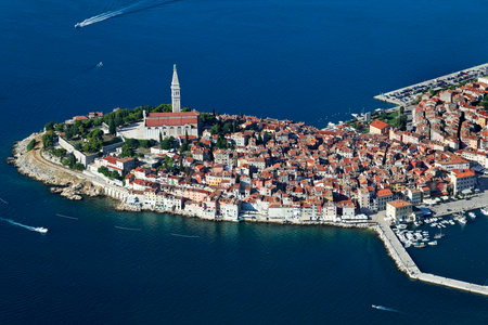 Aerial photo of Rovinj town, Istra, Croatiaのeditorial素材