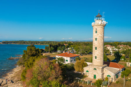 A lighthouse in Savudrija on the coast of Istra, Croatiaのeditorial素材