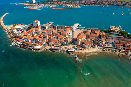 Aerial photo of Umag town, Istra, Croatiaのeditorial素材