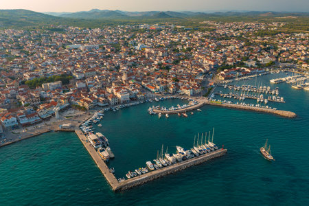 Aerial view of Vodice town in Croatiaのeditorial素材