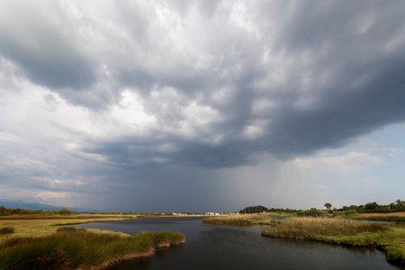 Clouds over saltmarsh in Nin, Croatia