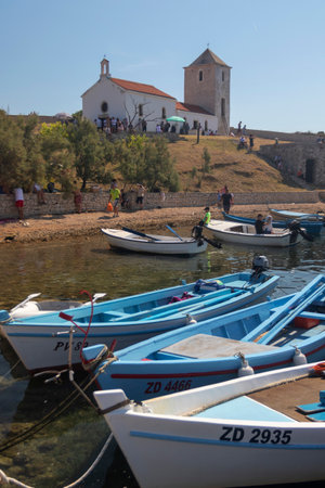 Church on ZeÄevo siland near  Nin, Croatiaのeditorial素材