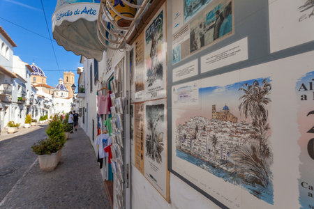 The historical street in Altea, Spainのeditorial素材