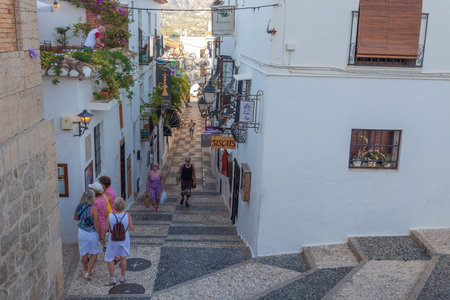 The historical street in Altea, Spainのeditorial素材