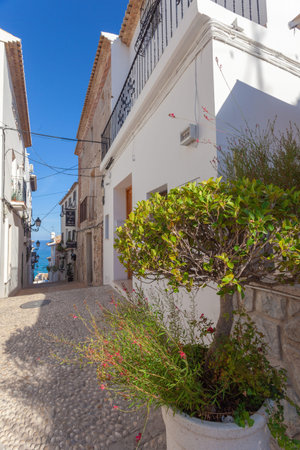 The historical street in Altea, Spainのeditorial素材