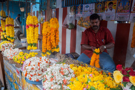 Flower vendor in Port Blair, Andaman islandsのeditorial素材