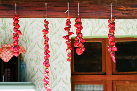 Chilly pepper in village of Zmajevac, Croatia