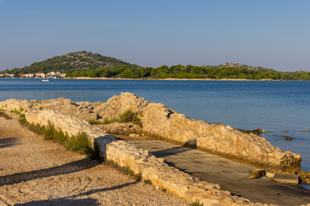 Ruins on Roman town Colentum, Murter Island, Croatiaのeditorial素材
