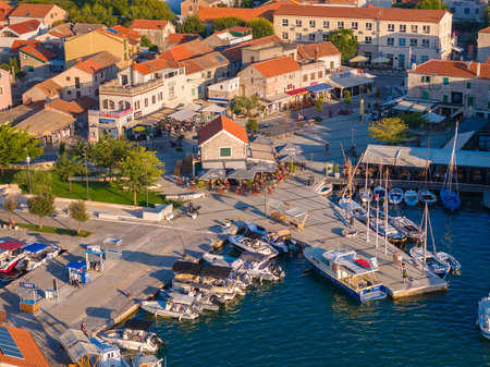 Aerial view of Murter town on Murter Island, Croatiaのeditorial素材