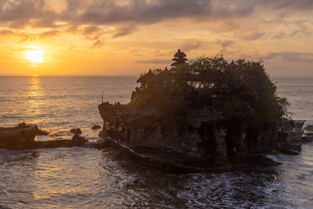Tanah lot temple on sunset, Bali, Indonesiaのeditorial素材