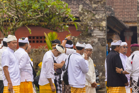 Balinese people in Pura Ulun Danu Beratan, or Pura Bratan, a major Hindu Shaivite temple in Bali