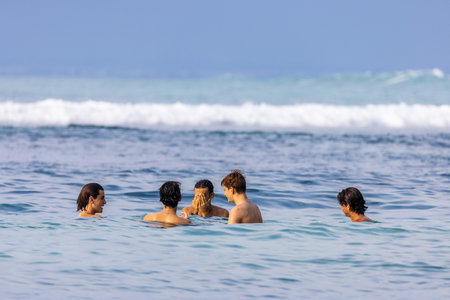 People in sea, Bingin Beach , Uluwatu, Baliのeditorial素材