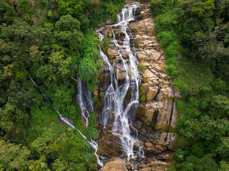 Aerial View of Kithal Ella (Kital Ella) Waterfall Near Ella, Sri Lankaの写真素材
