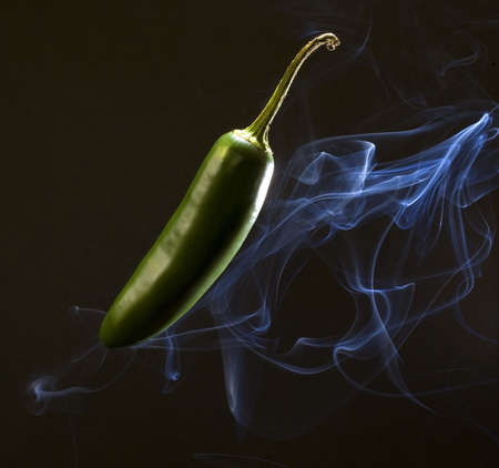 spicy pepper so hot that it is smokingの写真素材