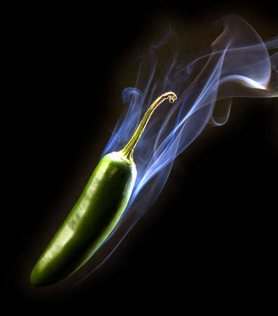 green pepper that's so hot it's smokingの写真素材