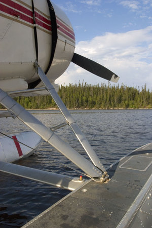 float plane on the water in remote Quebec Canada