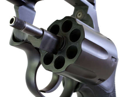 cylinder open on a pistol that operates as a revolverの写真素材