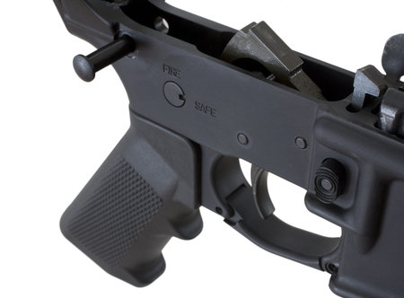 Bottom half of a modern assault rifle that is field stripped