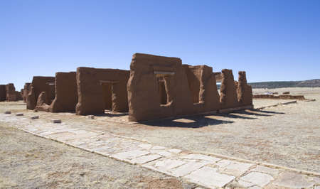 Remains of an old Army fort in rural New Mexicoの写真素材