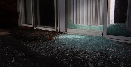 Nighttime entry point to a house for a burglar