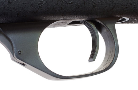 Metal rifle trigger that has serrations to ensure a good grip