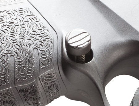 Magazine release and the spring on a polymer handgun