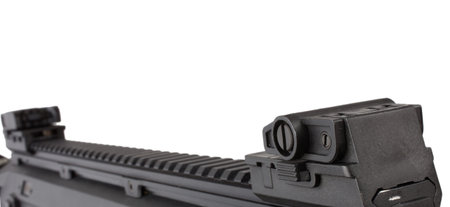 Flattop rail and collapsible sights on a modern rifle