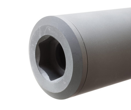 Front of a suppressor with octagonal shape on white