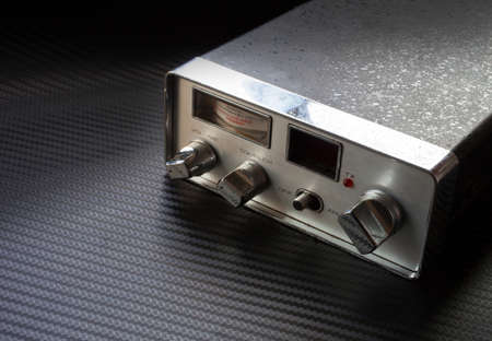 Two way radio that is on a dark backgroundの写真素材