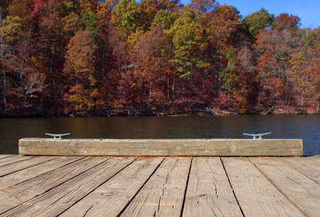 Place for boats to tie up on Badin Lake North Carolinaの写真素材