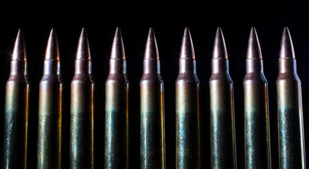 Rifle cartridges loaded with bullets with a steel insertの写真素材