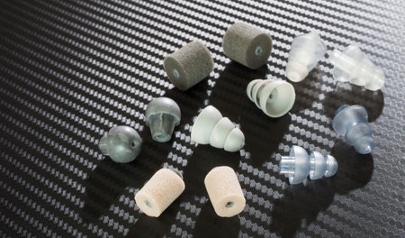 Different styles of earpieces available for electronic hearing protection